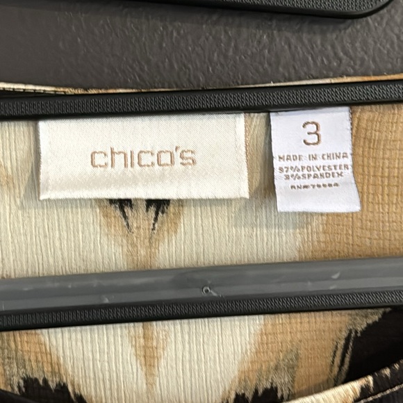 Chic! Chico’s Dolman Animal print cinch waist top - Sz 3 - Picture 2 of 3